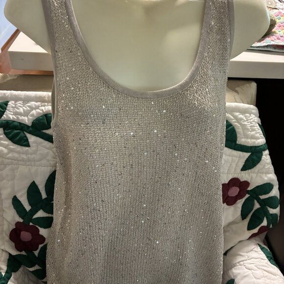 Matty M Tops - Silver sequin sleeveless tank top - size Small (generous cut), never worn
